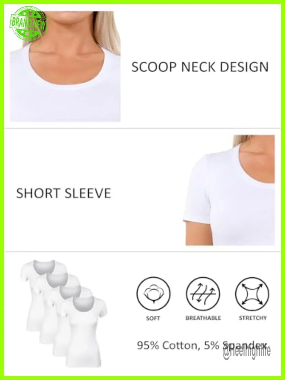 Women's Cotton Scoop Neck T-Shirt Cap Sleeve Fitted Casual Layering Tee